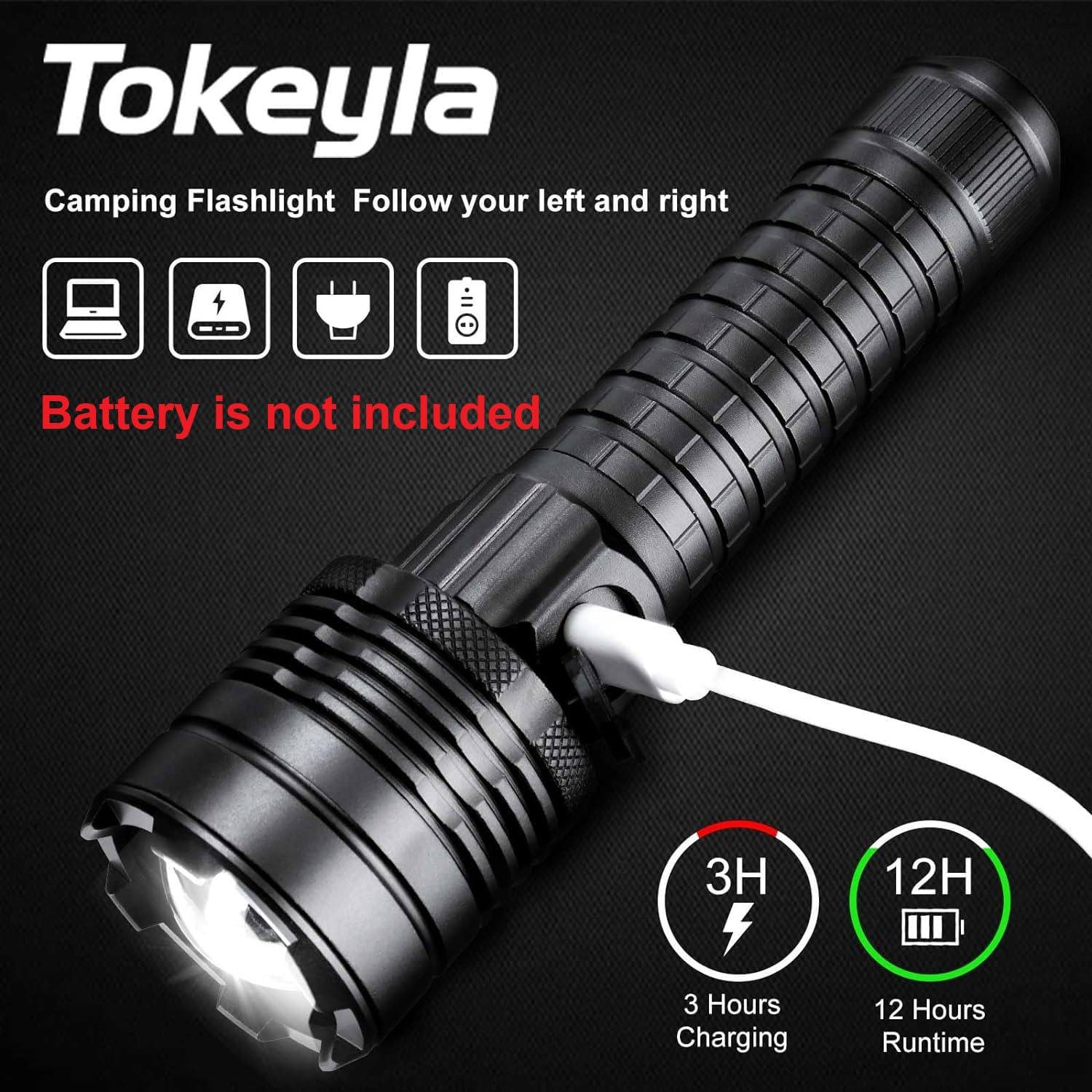 Amazon.co.jp: Tokeyla 18650 懐中電灯 2000LM XHP60 明るい懐中電灯